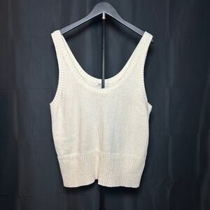 Madewell Texture-Stitch V-Neck Sweater Vest XL Ivory Ribbed Coastal Minimalist